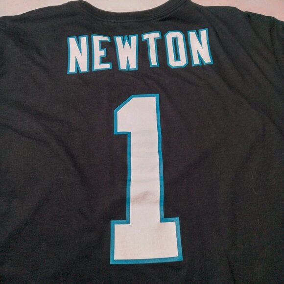 Carolina Panthers Cam Newton Shirt XXL Nike Tee Black NFL Super Bowl 50 #1 - Picture 10 of 11